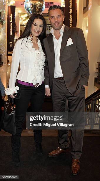 Count Patrick von Faber-Castell and his wife Mariella Ahrens pose prior to the Michalsky Style Night Fashion Show at Friedrichstadtpalast on January...