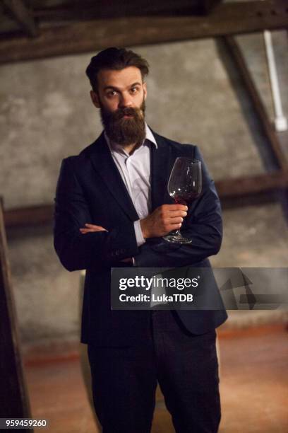 businessman at the winery - critic stock pictures, royalty-free photos & images