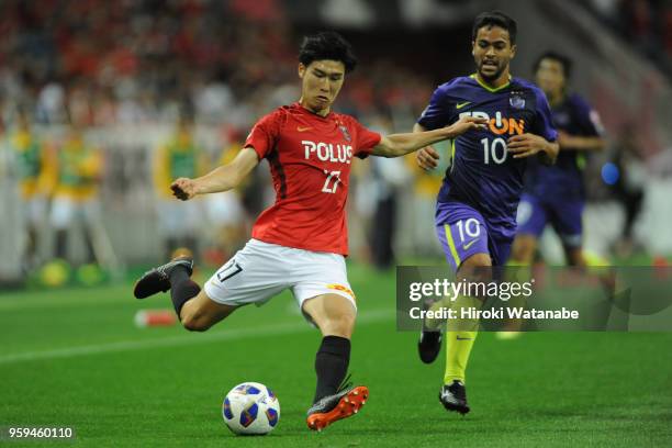 Daiki Hashioka of Urawa Red Diamonds in action during the J.League Levain Cup Group C match between Urawa Red Diamonds and Sanfrecce Hiroshima at...