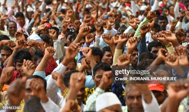 Farmers and villagers, who might have to relocate from the areas along the proposed route of the MumbaiAhmedabad high-speed rail corridor project,...