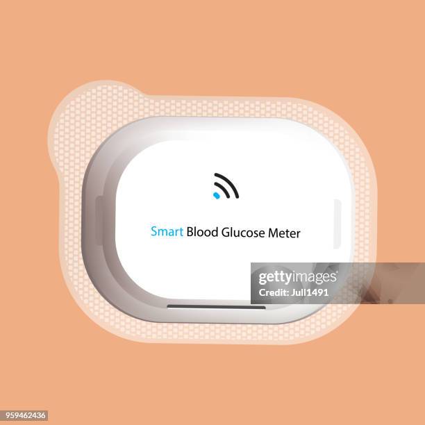 stockillustraties, clipart, cartoons en iconen met moderne slimme glucose meter. - glucose