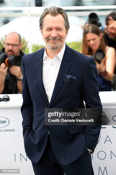 Gary Oldman attends the photocall for Rendez-Vous With Gary Oldman during the 71st annual Cannes Film Festival at Palais des Festivals on May 17,...