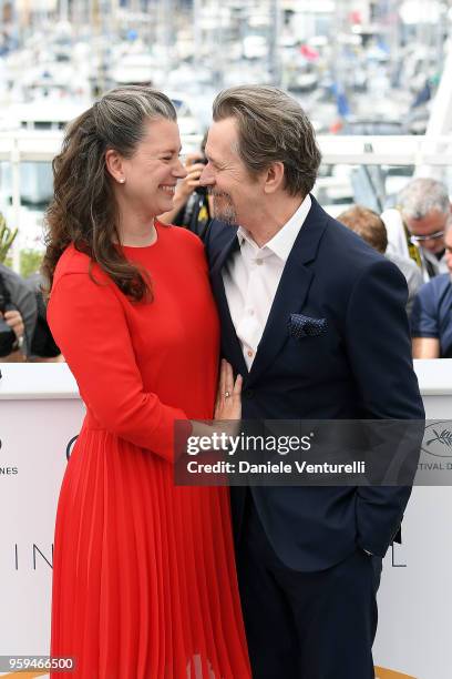 Gary Oldman and wife Gisele Schmidt attends the photocall for Rendez-Vous With Gary Oldman during the 71st annual Cannes Film Festival at Palais des...