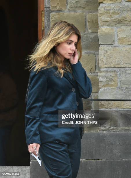 French singer Julie Zenatti leaves the funeral ceremony of late Belgian singer Maurane at the Notre-Dame-des-Graces church in Brussels on May 17,...