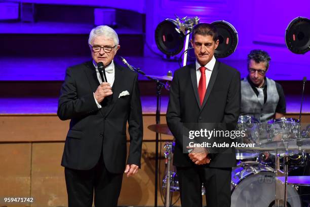 President of LNB Alain Beral and president of FFBB Jean Pierre Siutat during the Trophy Award LNB Basketball at Salle Gaveau on May 16, 2018 in...