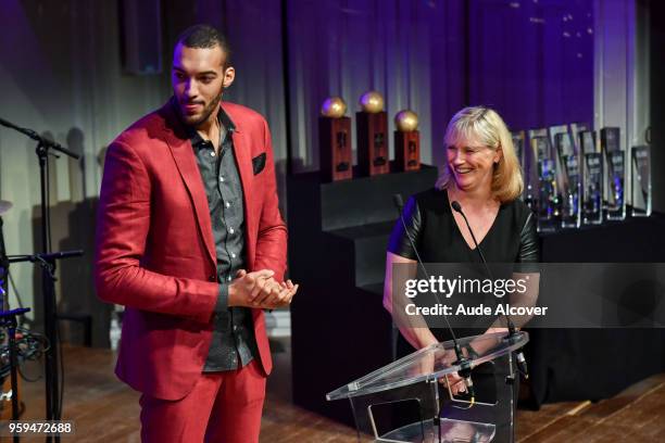 Rudy Gobert and Yannick Souvre during the Trophy Award LNB Basketball at Salle Gaveau on May 16, 2018 in Paris, France.