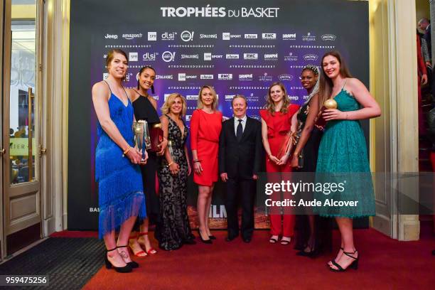 Michelle Plouffe, Nayo Raincock Ekunwe , Amel Bouderra, vice president of french basketball federation Philippe Legname, Marine Johannes, Valeriane...