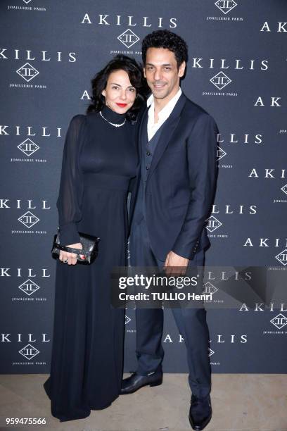 Paris, France - April 10, 2018 - The Akillis Jewelery House celebrated its 10th anniversary at the Palais de Chaillot. Tomer SISLEY and his wife...