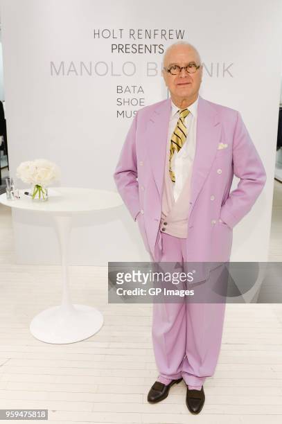 Designer Manolo Blahnik attends the Manolo Blahnik personal appearance at Holt Renfrew, Toronto on May 16, 2018 in Toronto, Canada.