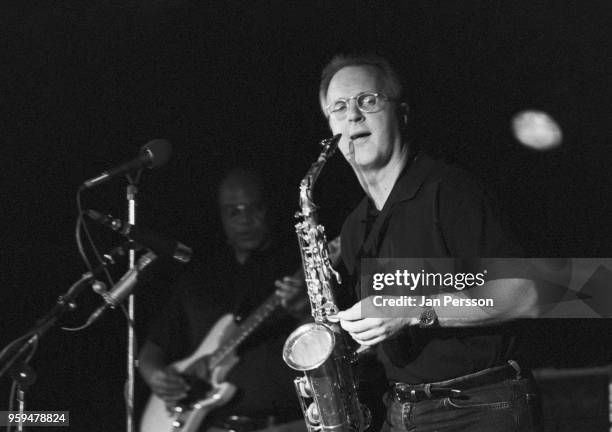 American jazz saxophonist Tom Scott performing at Jazzhouse Montmartre, Copenhagen, Denmark, July 1991.