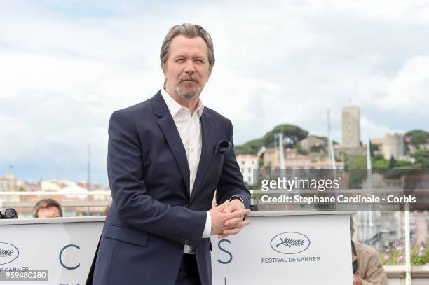 Gary Oldman attends Rendez-Vous With Gary Oldman Photocall during the 71st annual Cannes Film Festival at Palais des Festivals on May 17, 2018 in...