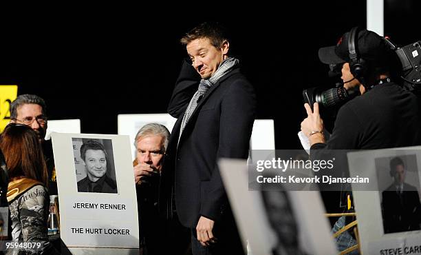 Actor Jeremy Renner, cast member of the film "The Hurt Locker," walks back to his seat during rehearsels of the 16th Annual Screen Actors Guild...