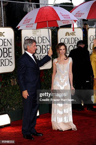 Actor Harrison Ford and actress Calista Flockhart arrives at the 67th Annual Golden Globe Awards held at The Beverly Hilton Hotel on January 17, 2010...