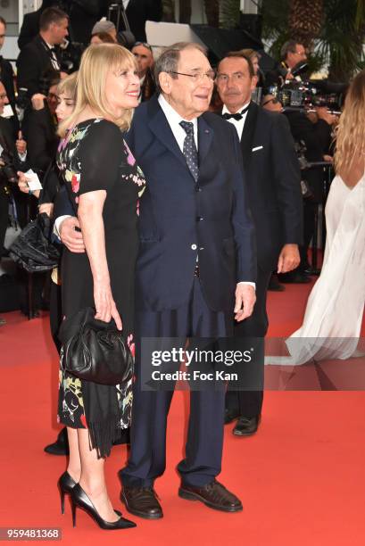Candice Patou and Robert Hossein attend the screening of 'Burning' during the 71st annual Cannes Film Festival at Palais des Festivals on May 16,...