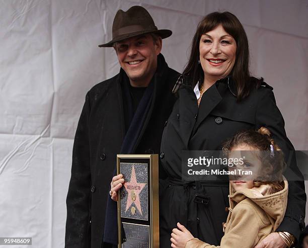 Actor Danny Huston with his daughter, Stella and actress Anjelica Huston attend the ceremony honoring actress Anjelica Huston with a star on the...
