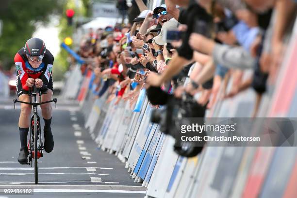 Tejay van Garderen of The United States and BMC Racing Team croses the finish line to win stage four of the 13th Amgen Tour of California 2018 San...