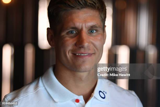 Piers Francis of England poses for a portrait during an England RFU media briefing at Brighton Marina on May 17, 2018 in Brighton, England.