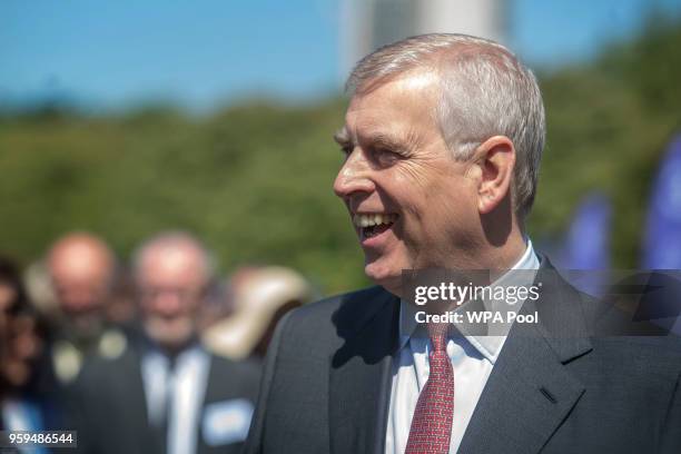 Prince Andrew, Duke of York talks to young people who have achieved their Gold Awards during a ceremony for the Duke of Edinburgh's Award in the...