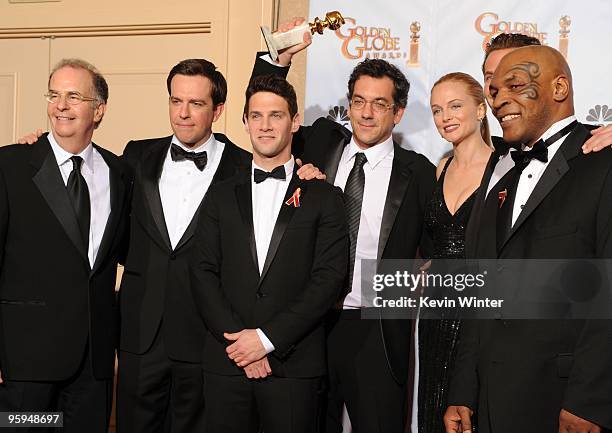Actors Ed Helms, Justin Bartha, director Todd Phillips, actress Heather Graham, actor Bradley Cooper and former heavyweight boxer Mike Tyson pose in...