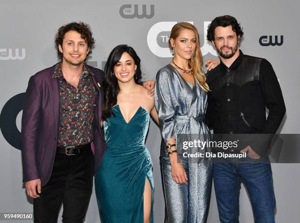 Actors Michael Vlamis, Jeanine Mason, Lily Cowles and Nathan Parsons attend the 2018 CW Network Upfront at The London Hotel on May 17, 2018 in New...