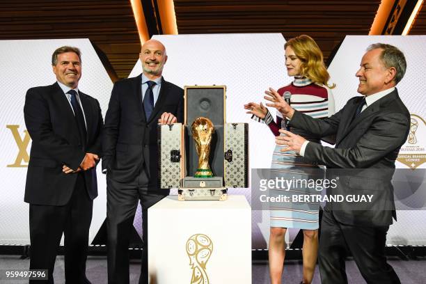 Former French football player Frank Leboeuf , Louis Vuitton's CEO Michael Burke , FIFA chief Commercial officer Philippe le Floc'h and Russian model...