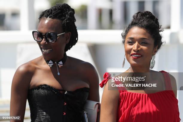 French actress and writer Mata Gabin and French-Portuguese actress Sara Martins, members of a group of 16 black women who fight for equality and...