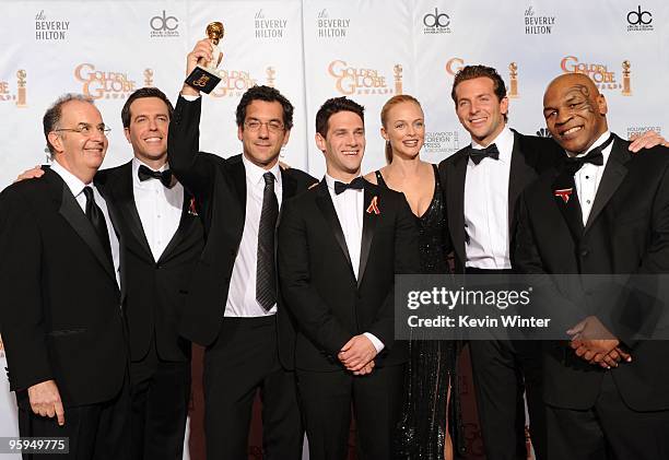 Actors Ed Helms, Justin Bartha, director Todd Phillips, actress Heather Graham, actor Bradley Cooper and former heavyweight boxer Mike Tyson pose in...