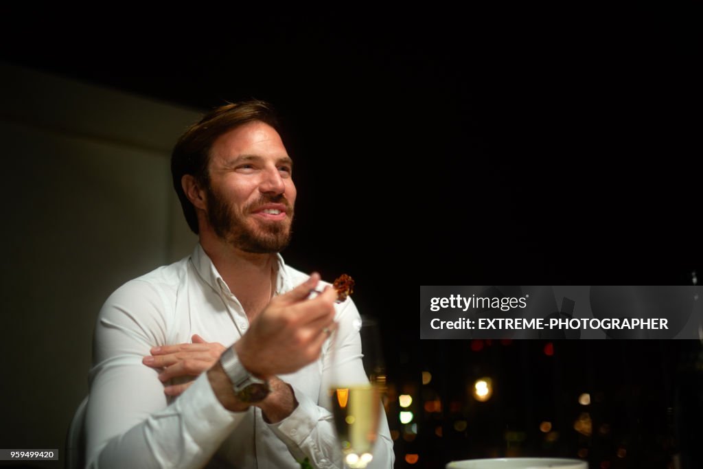 Man having dinner