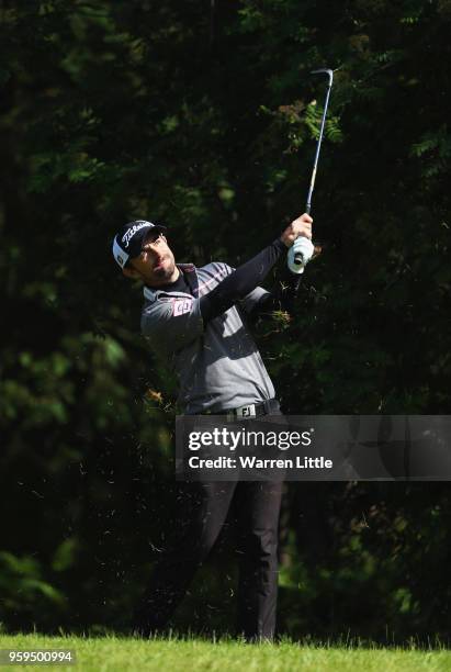 Gary Stal of France plays his 2nd shot on the 7th hole during the first round of the Belgian Knockout at the Rinkven International Golf Club on May...