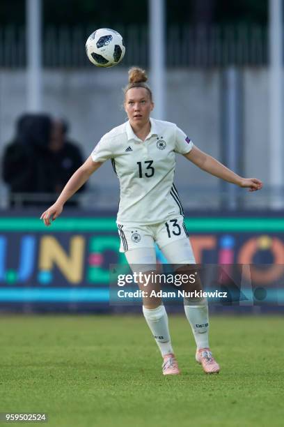 Charlotte Bluemel from Germany U17 Girls controls the ball during soccer match Lithuania U17 Girls v Germany U17 Girls - UEFA Under17 Girls European...