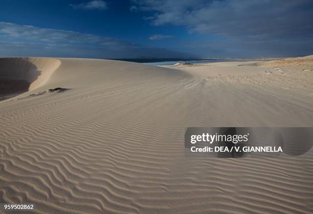 The sand dunes of Praia de Chaves, Boa Vista Island, Cape Verde.