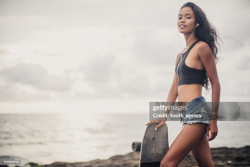 Beautiful skater woman