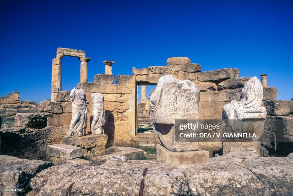 Statues in the temple of Demeter and Kore, Cyrene