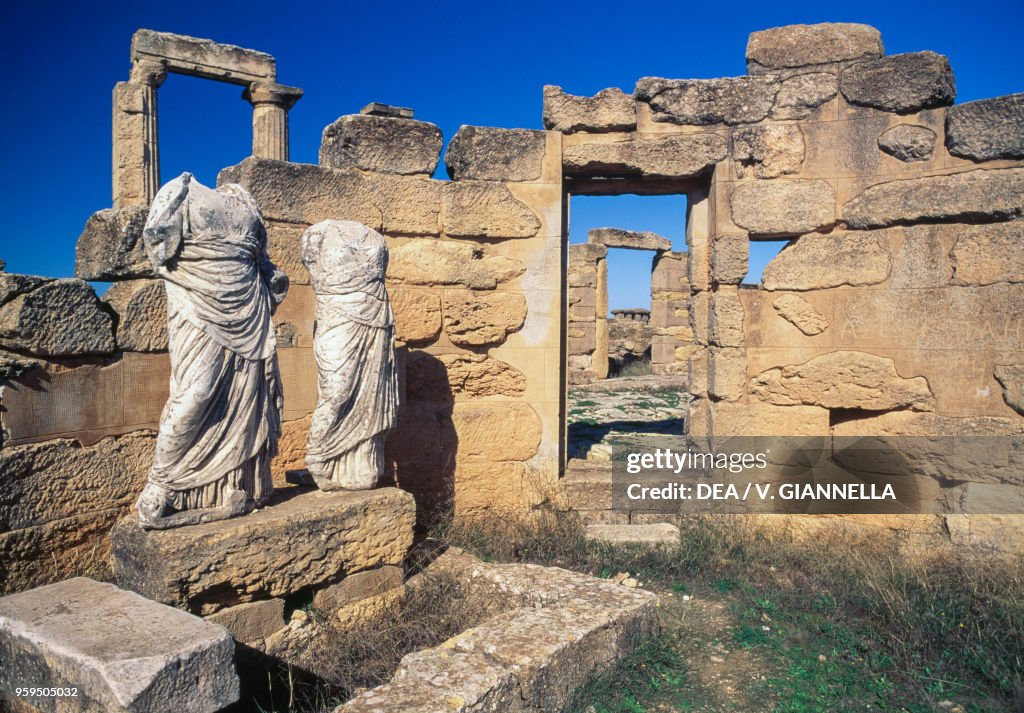 Statues in the temple of Demeter and Kore, Cyrene