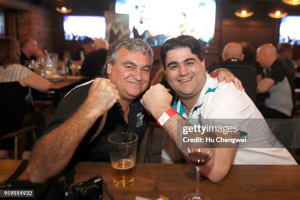 Port Adelaide Power fans pose during an event for club members at The Camel on May 17, 2018 in Shanghai, China. Port Adelaide play the Gold Coast...