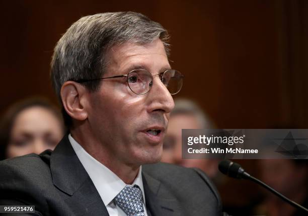 Federal Trade Commission Chairman Joseph Simons testifies before the Senate Appropriations Committee May 17, 2018 in Washington, DC. The committee...