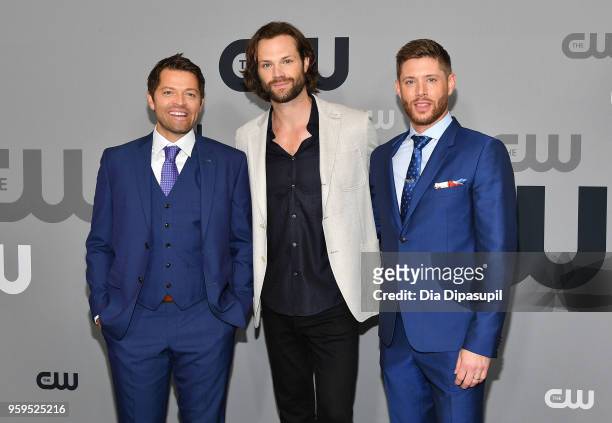 Misha Collins, Jared Padalecki and Jensen Ackles attend the 2018 CW Network Upfront at The London Hotel on May 17, 2018 in New York City.