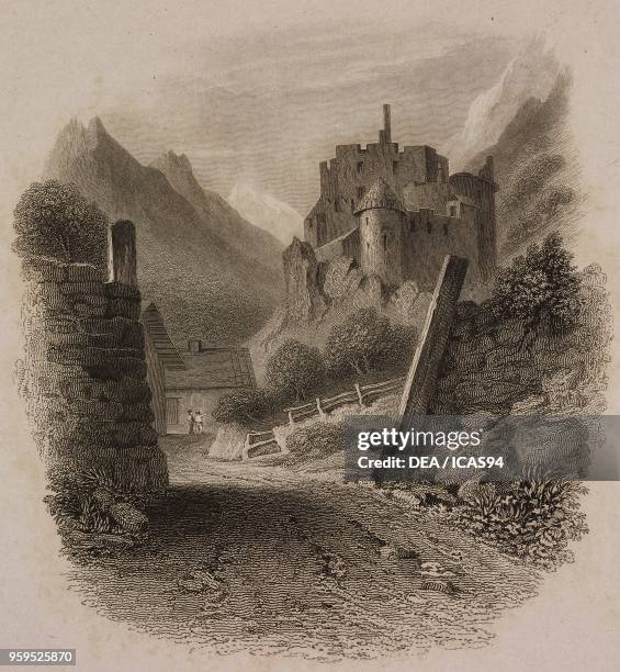 View of Schloss Kastelbell in the Vinschgau Valley , Italy, engraving by Edward Finden after a drawing by William Brockedon, from Illustrations of...