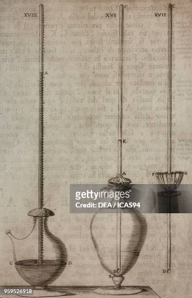 Instruments , copperplate engraving from Saggi di naturali esperienze fatte nell'Accademia del Cimento sotto la protezione del serenissimo principe...