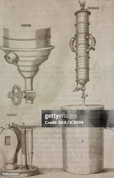 The propagation of sound in a vacuum , copperplate engraving from Saggi di naturali esperienze fatte nell'Accademia del Cimento sotto la protezione...