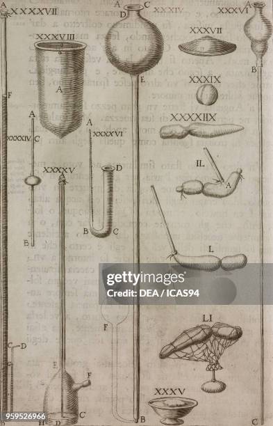 Instruments , copperplate engraving from Saggi di naturali esperienze fatte nell'Accademia del Cimento sotto la protezione del serenissimo principe...