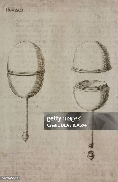 Study in the volume change of water after freezing , copperplate engraving from Saggi di naturali esperienze fatte nell'Accademia del Cimento sotto...