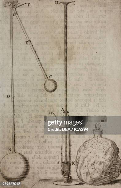 Water-compression experiments, copperplate engraving from Saggi di naturali esperienze fatte nell'Accademia del Cimento sotto la protezione del...