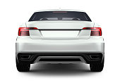 3D illustration of Generic white car - rear angle