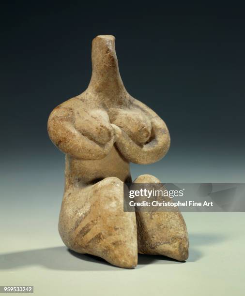 Terracotta halaf style fertility statuette - mesopotamia or northern syria , Oriental Art, Louvre Museum, East, Syria, Mesopotamia.