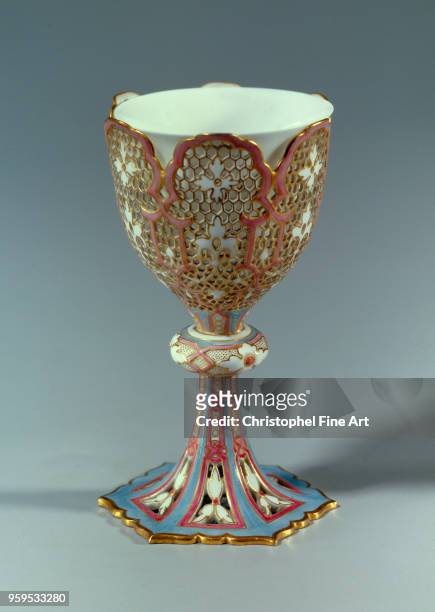 Mobile stand-up cup forming a display stand 1873, French Art, Quote of the Ceramique de Sevres, France.