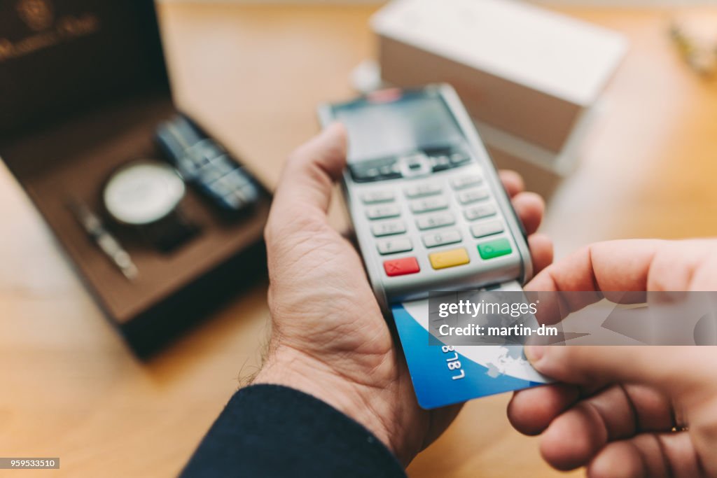 Customer paying with credit card