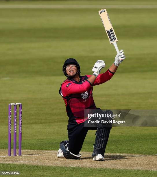 Richard Levi skies the ball and is caught by Neil Dexter during the Royal London One-Day Cup match between Northamptonshire and Leicestershire at The...