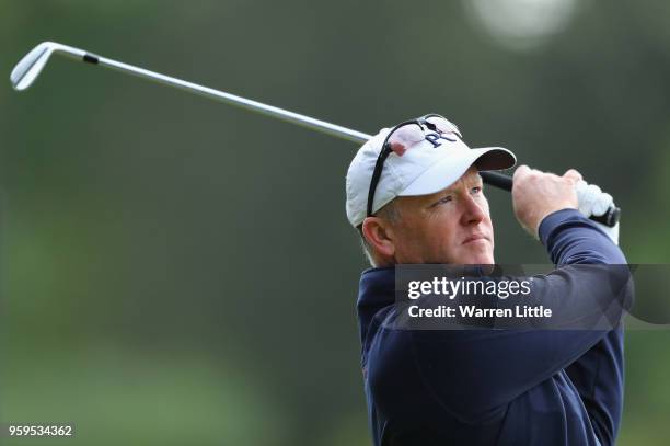 Marcus Fraser of Australia in action during the first round of the Belgian Knockout at the Rinkven International Golf Club on May 17, 2018 in...