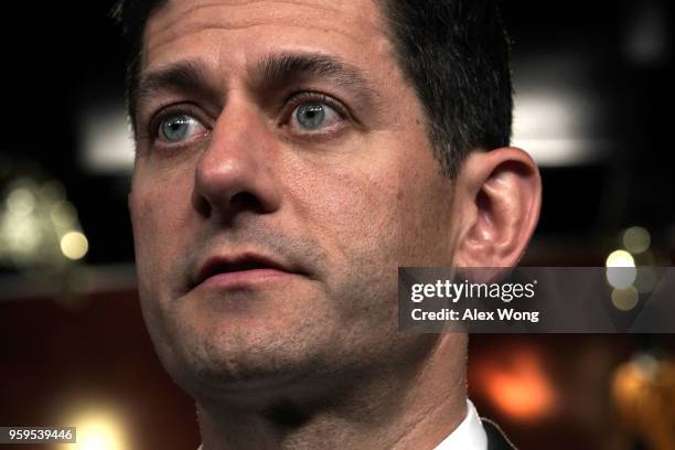 Speaker of the House Rep. Paul Ryan speaks during a weekly news conference May 17, 2018 on Capitol Hill in Washington, DC. Ryan held his weekly news...